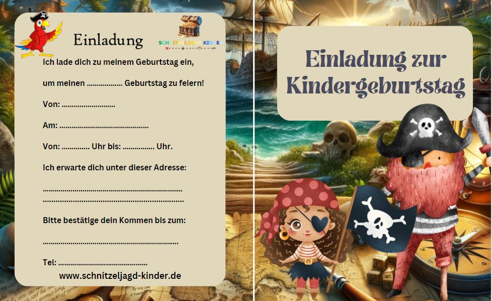 Piraten-Entdecker-Schatzsuche zum Ausdrucken