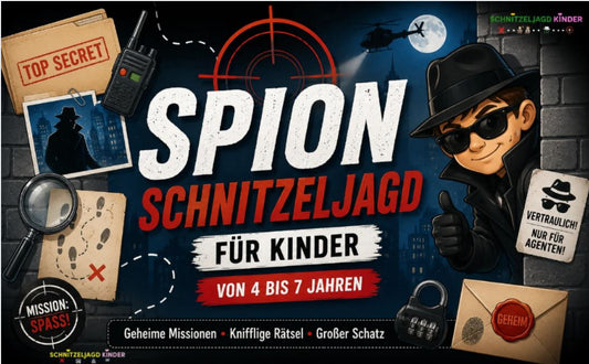 Spion Schnitzeljagd für Kinder: Die geheime Agenten-Mission für den Kindergeburtstag