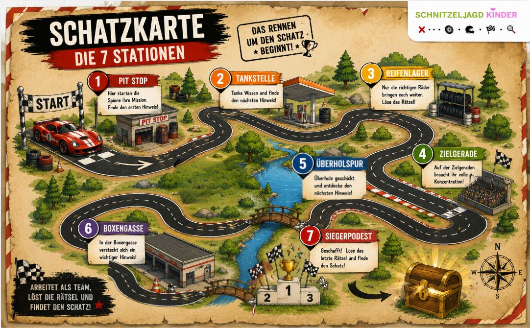 Autorennen-Schatzsuche -für- Kinder