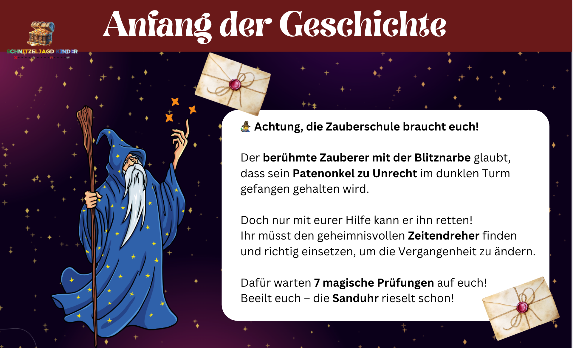Magische Zeitreise-Mission – Harry Potter inspirierte Schnitzeljagd für 10-Jährige | Druckfertige PDF-Aufgaben