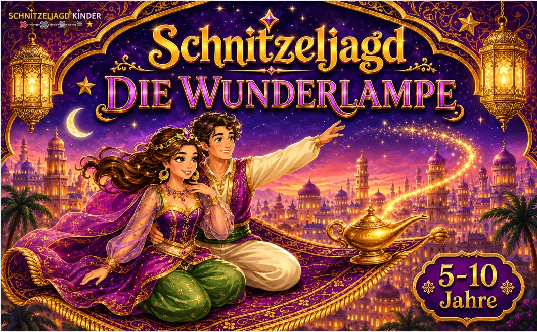 Orient Schatzsuche „Die Wunderlampe" zum Ausdrucken – Schnitzeljagd Kinder 5-9 Jahre PDF