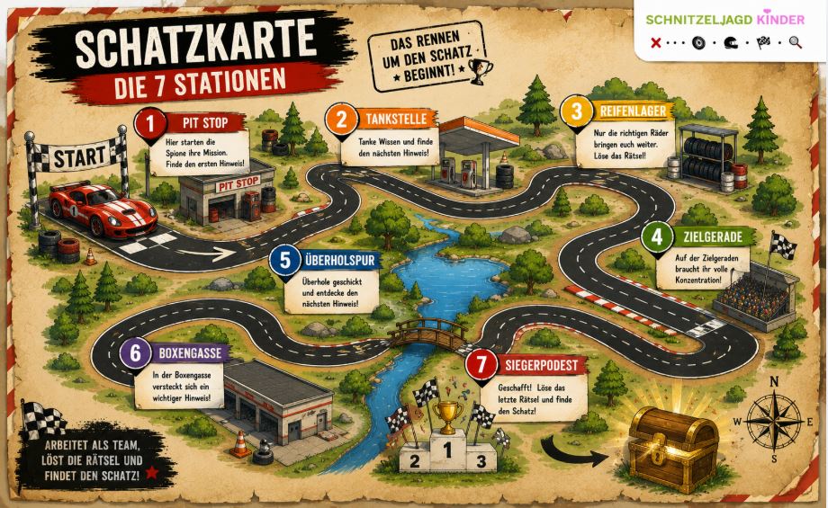 Autorennen-Schatzsuche -für- Kinder