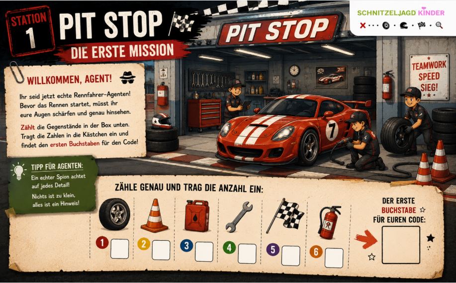 Autorennen-Schatzsuche -für- Kinder