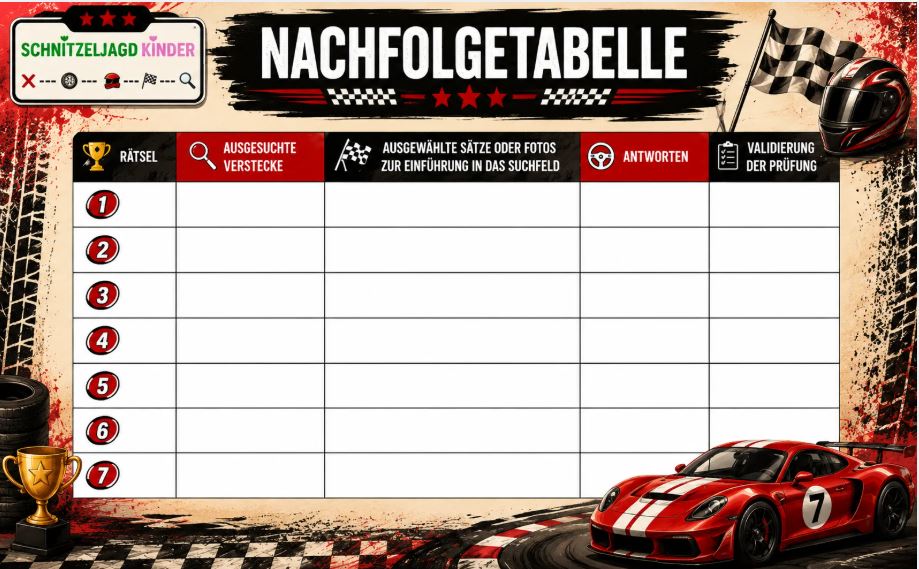 Autorennen-Schatzsuche -für- Kinder