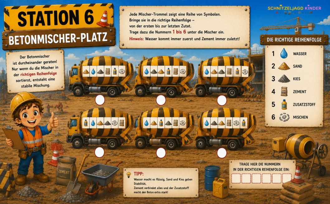 Bagger-Baustellen -Schnitzeljagd -für -Kinder