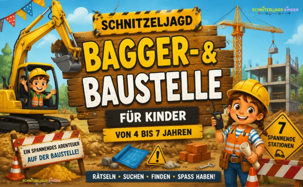 Bagger-Baustellen -Schnitzeljagd -für -Kinder