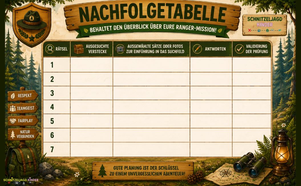 Camping Schnitzeljagd Kinder-Wald Schatzsuche