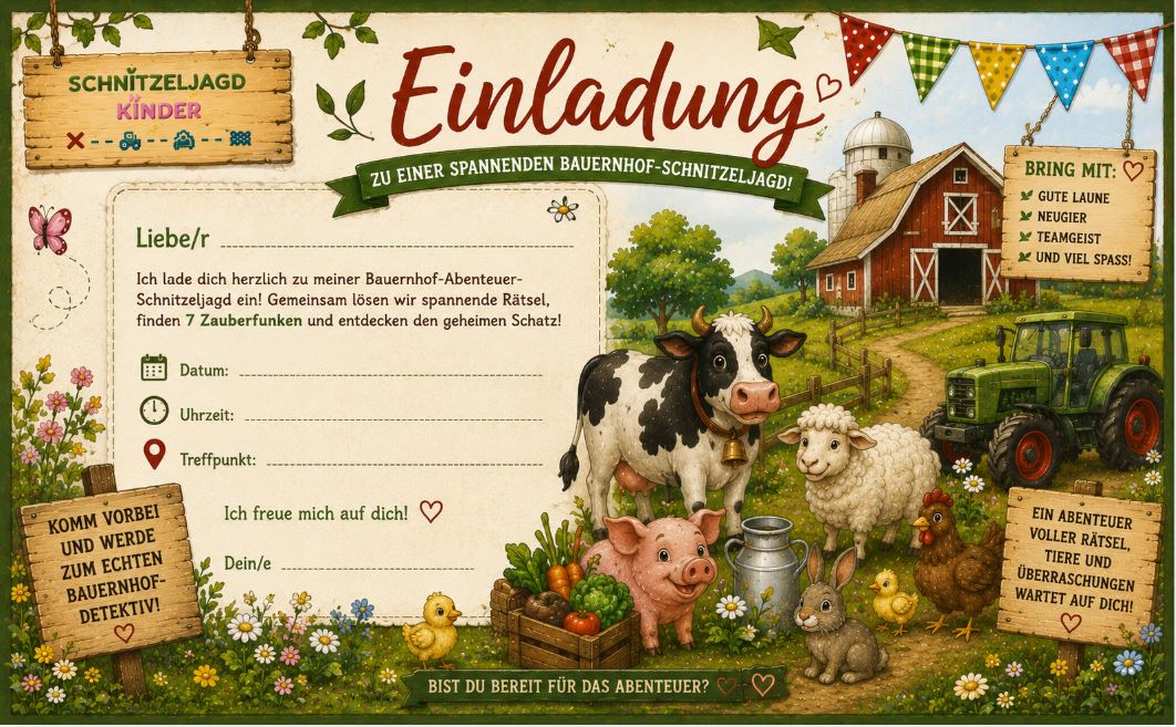 Bauernhof -Schnitzeljagd- für- Kinder
