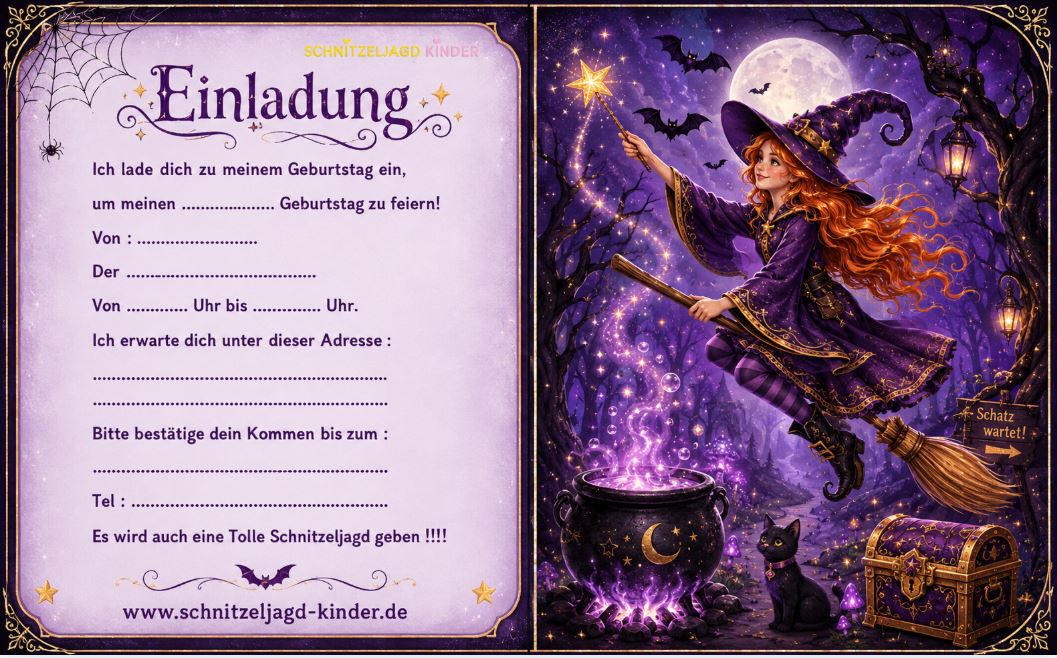Hexen-Schatzsuche zum Ausdrucken Digitale Schnitzeljagd als PDF