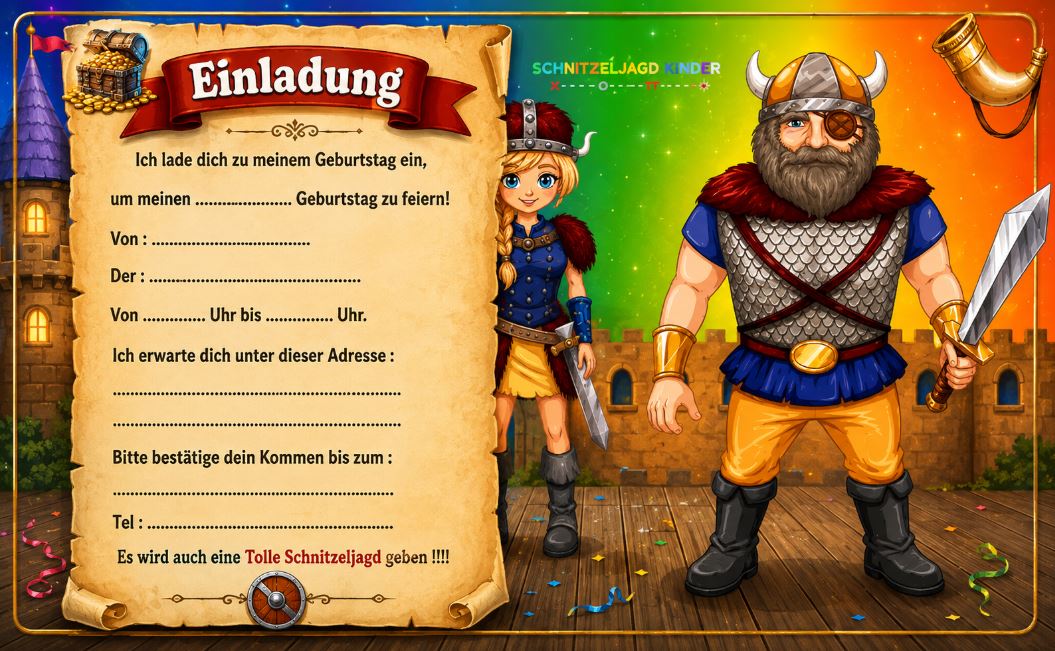Wikinger Schatzsuche zum Ausdrucken – Schnitzeljagd Kinder 5-8 Jahre | Kindergeburtstag PDF