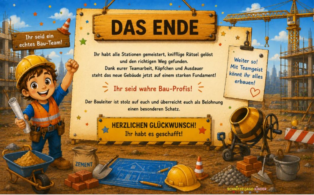 Bagger-Baustellen -Schnitzeljagd -für -Kinder