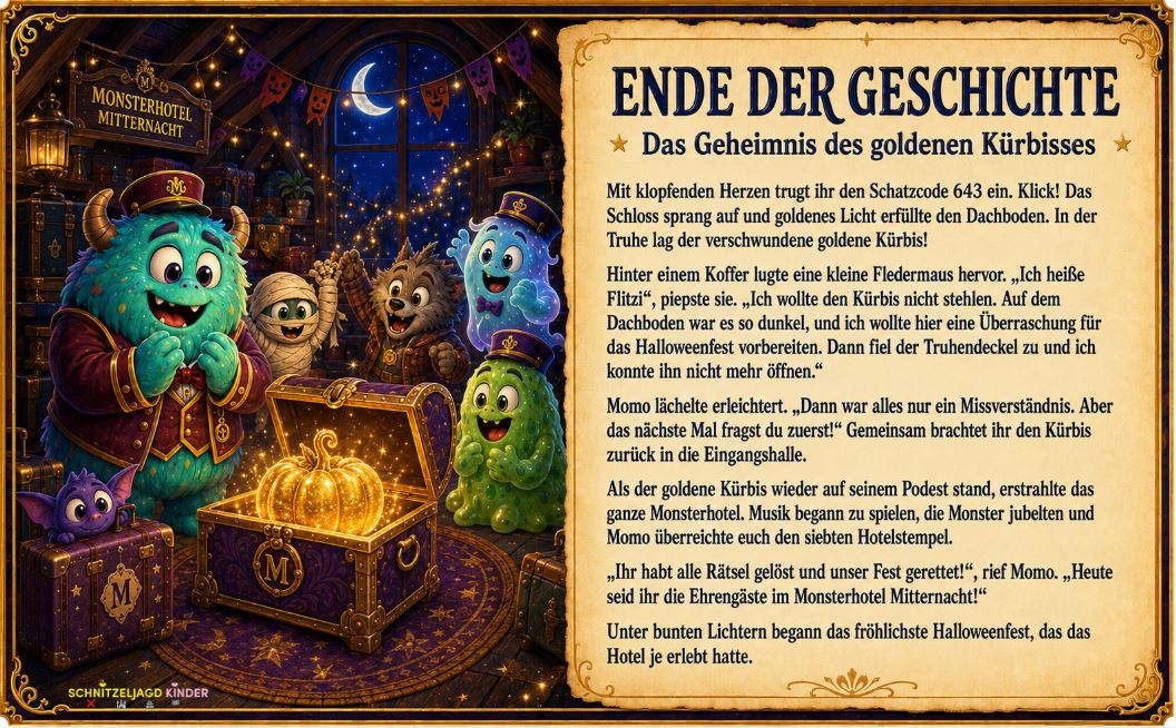 Monsterhotel-Schatzsuche für Kinder – Halloween-PDF