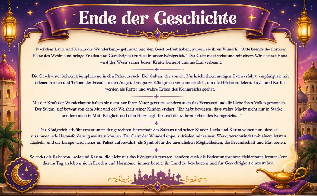 Orient Schatzsuche „Die Wunderlampe" zum Ausdrucken – Schnitzeljagd Kinder 5-9 Jahre PDF