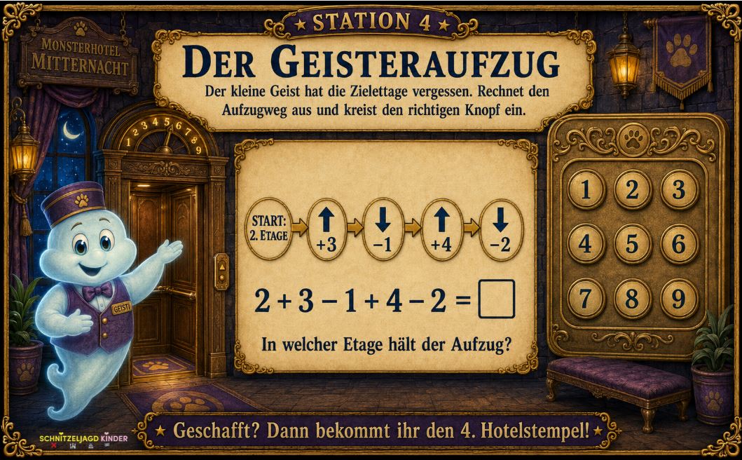 Monsterhotel-Schatzsuche für Kinder – Halloween-PDF