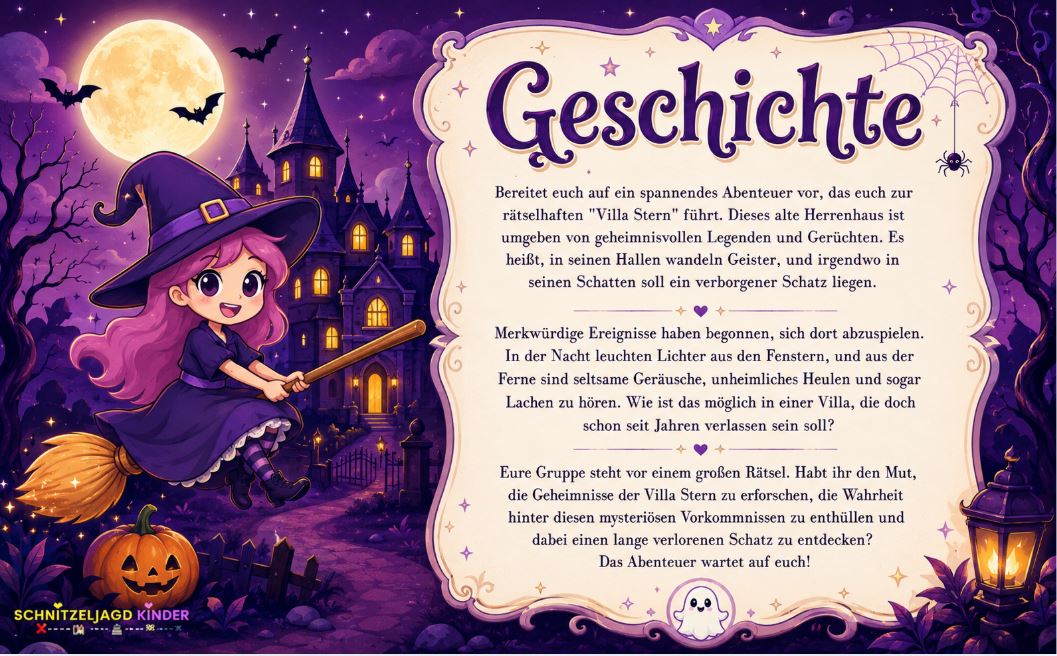 Geister-Schatzsuche „Villa Stern" zum Ausdrucken – Schnitzeljagd Kinder 4-8 Jahre | PDF