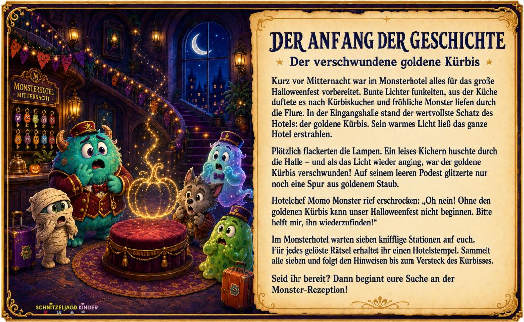Monsterhotel-Schatzsuche für Kinder – Halloween-PDF