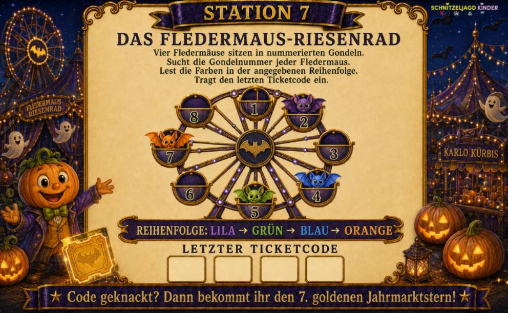 Halloween-Jahrmarkt – Schatzsuche zum Ausdrucken