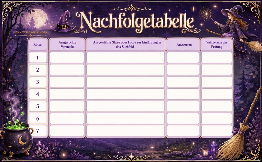 Hexen-Schatzsuche zum Ausdrucken Digitale Schnitzeljagd als PDF