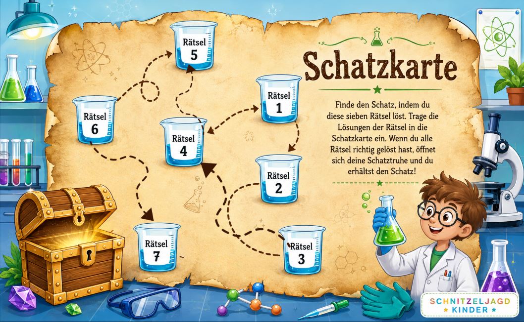 Labor-Schnitzeljagd zum Ausdrucken – Forscher-Schatzsuche für Kinder ab 6 Jahren | PDF
