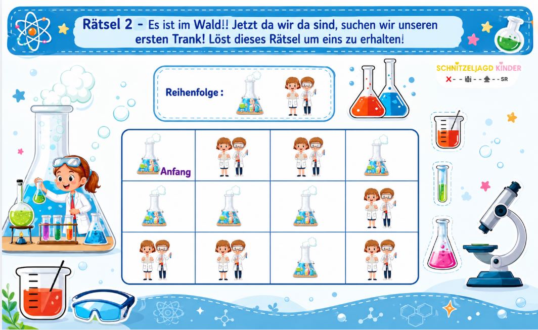 Labor-Schnitzeljagd zum Ausdrucken – Forscher-Schatzsuche für Kinder ab 6 Jahren | PDF
