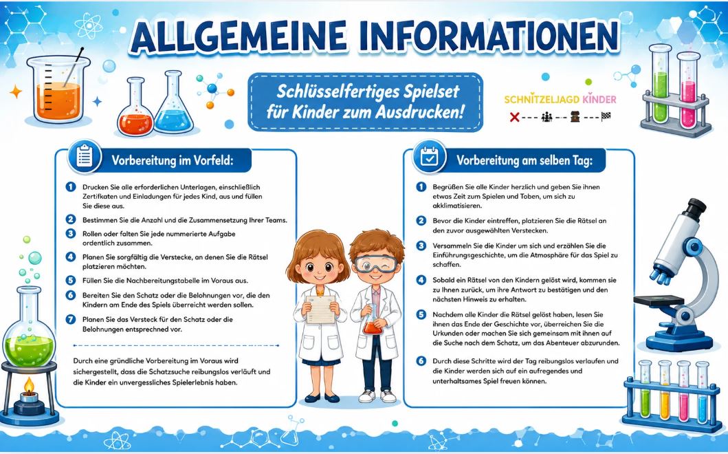 Labor-Schnitzeljagd zum Ausdrucken – Forscher-Schatzsuche für Kinder ab 6 Jahren | PDF