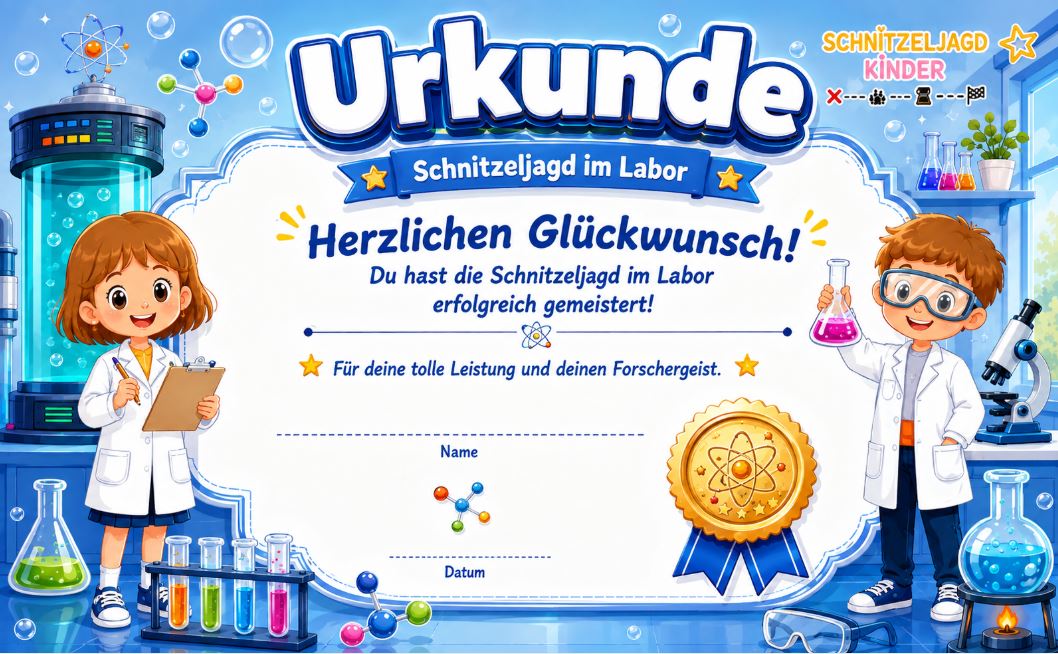 Labor-Schnitzeljagd zum Ausdrucken – Forscher-Schatzsuche für Kinder ab 6 Jahren | PDF