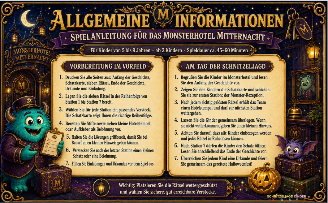 Monsterhotel-Schatzsuche für Kinder – Halloween-PDF