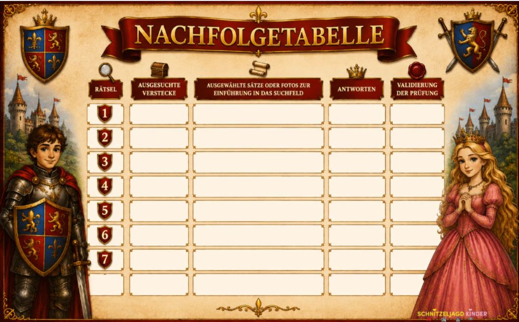 Ritter - Prinzessin- Schatzsuche