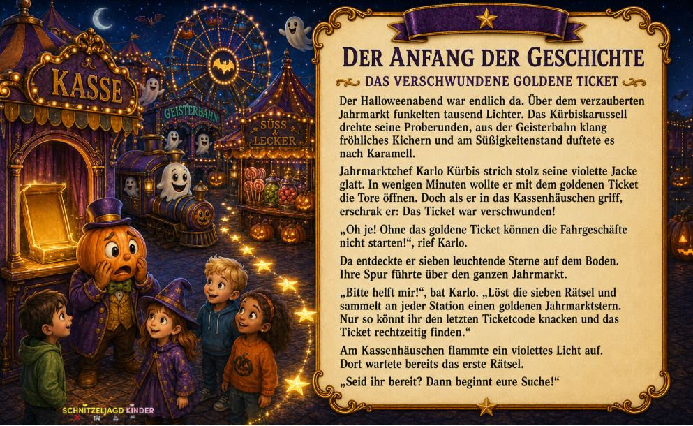 Halloween-Jahrmarkt – Schatzsuche zum Ausdrucken