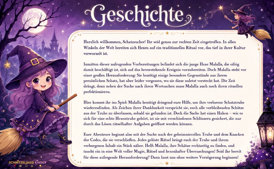 Hexen-Schatzsuche zum Ausdrucken Digitale Schnitzeljagd als PDF