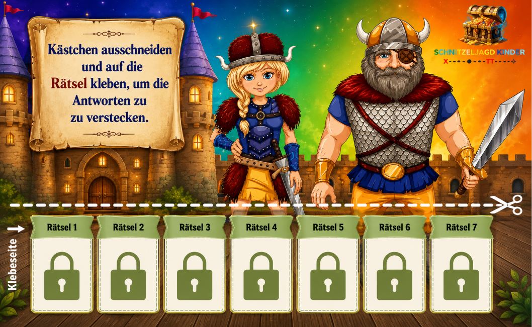 Wikinger Schatzsuche zum Ausdrucken – Schnitzeljagd Kinder 5-8 Jahre | Kindergeburtstag PDF