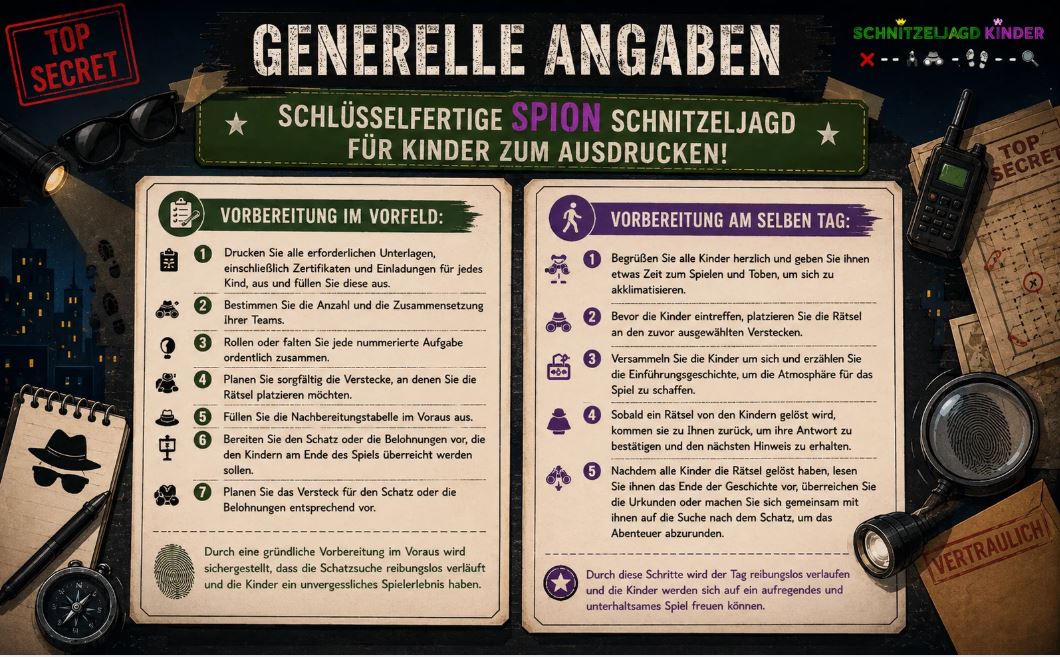 Spion Schnitzeljagd für Kinder – Geheime Mission für kleine Agenten