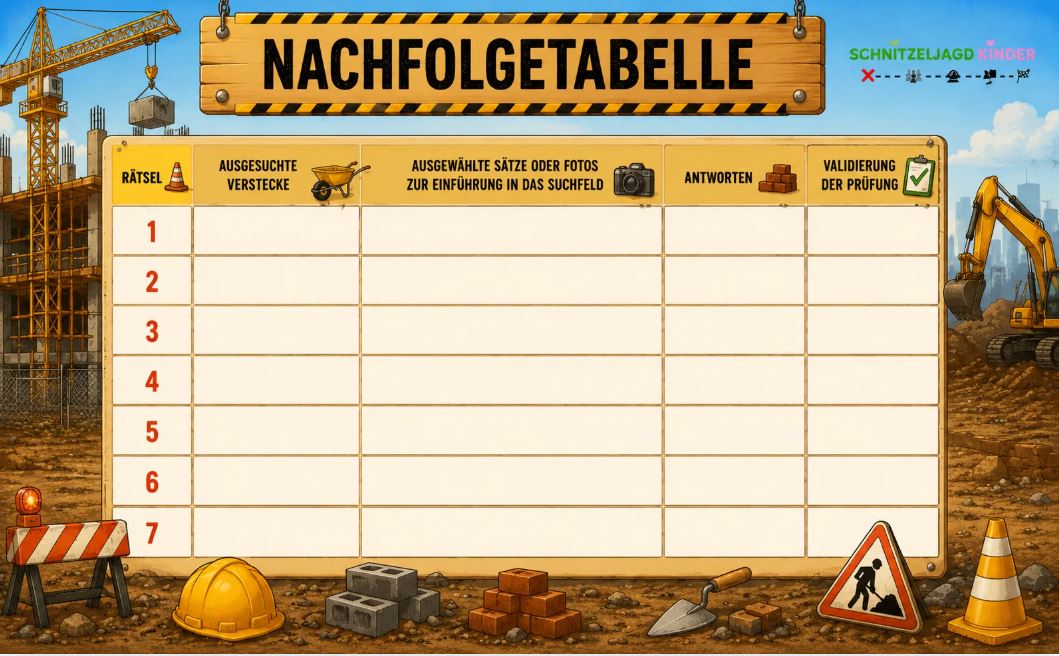 Bagger-Baustellen -Schnitzeljagd -für -Kinder