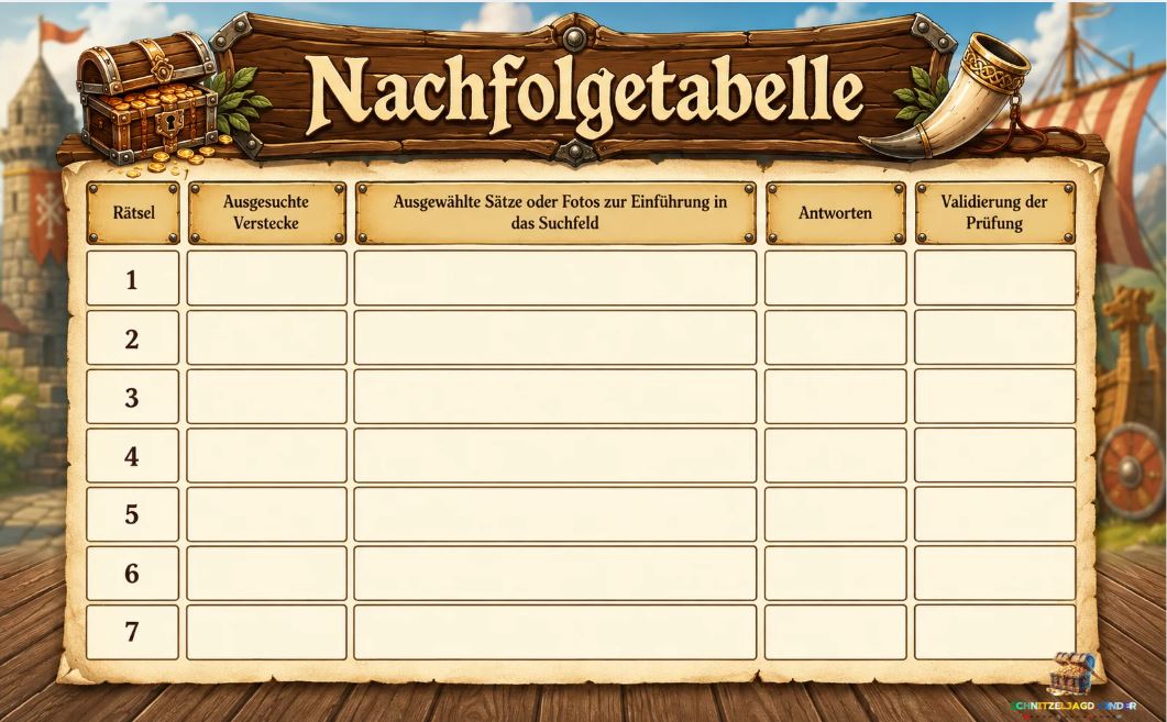 Wikinger Schatzsuche zum Ausdrucken – Schnitzeljagd Kinder 5-8 Jahre | Kindergeburtstag PDF