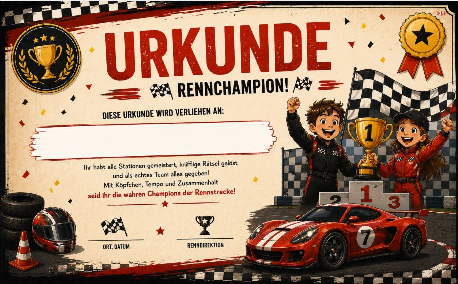 Autorennen-Schatzsuche -für- Kinder