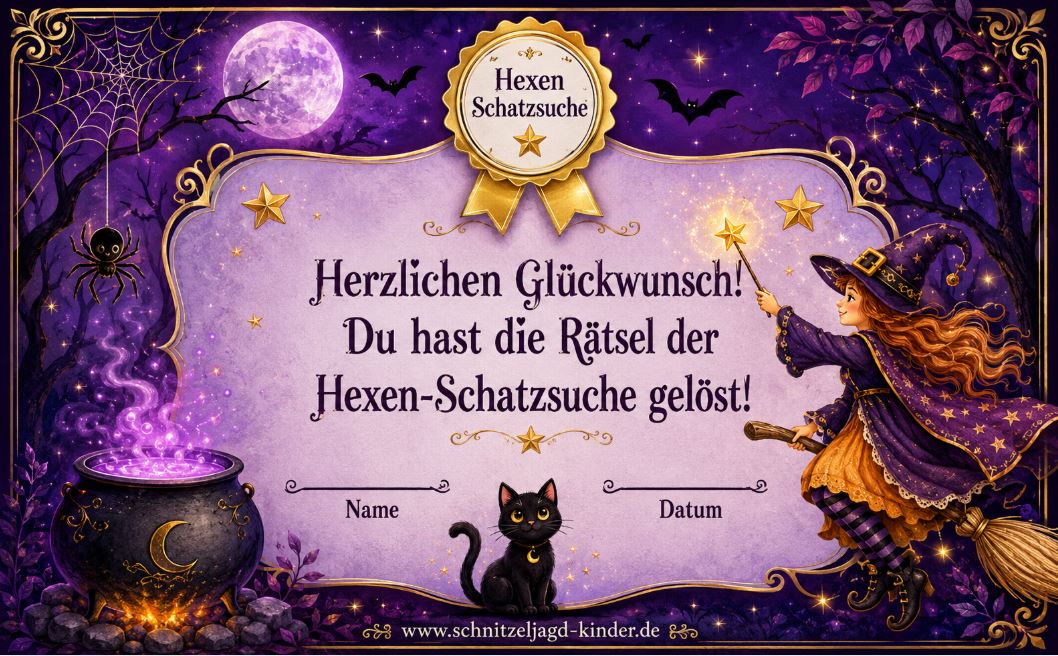 Hexen-Schatzsuche zum Ausdrucken Digitale Schnitzeljagd als PDF